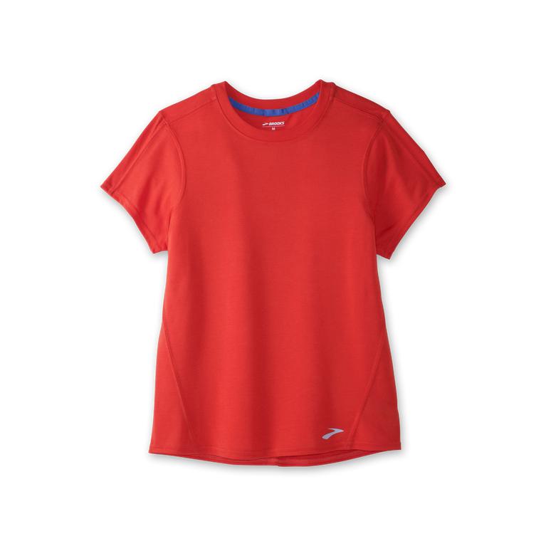 Brooks DISTANCE Short Sleeve Running Shirt Womens Sale - Jamberry/Red (WJK783642)